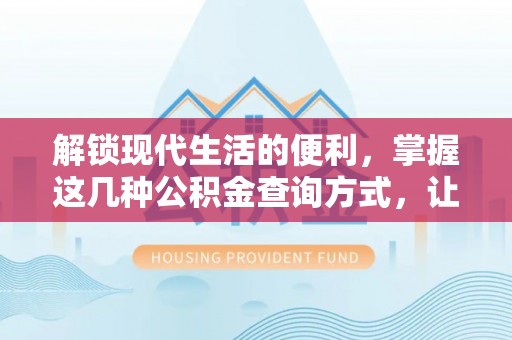 昌乐解锁现代生活的便利，掌握这几种公积金查询方式，让理财更轻松